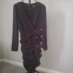 Express size extra small black ruched mid-length dress